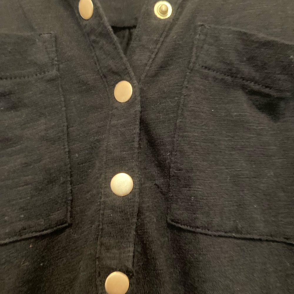 LOFT Black Long Sleeve Dress with Gold Buttons - Picture 4 of 4